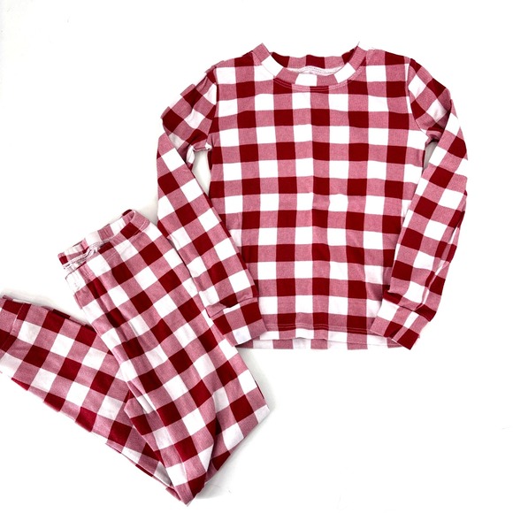 Pottery Barn Kids Pajama Set Red White Check Size 8 100% Tencel For Kids - Picture 2 of 6